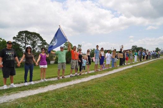 In New Orleans, it was 'hands across the levee' on Saturday.