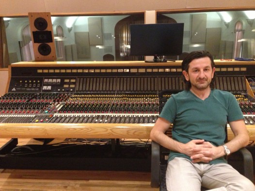 Esplanade Studios founder and chief engineer Misha Kachkachishvili in front of the Trident TSM mixing board.