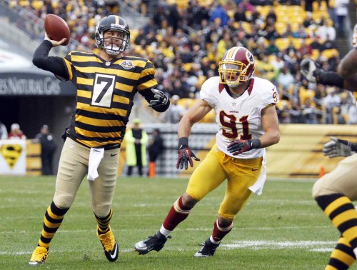 Pittsburg Steelers quarterback Ben Roethlisberger wearing the throwback jersey during the 2012 NFL season