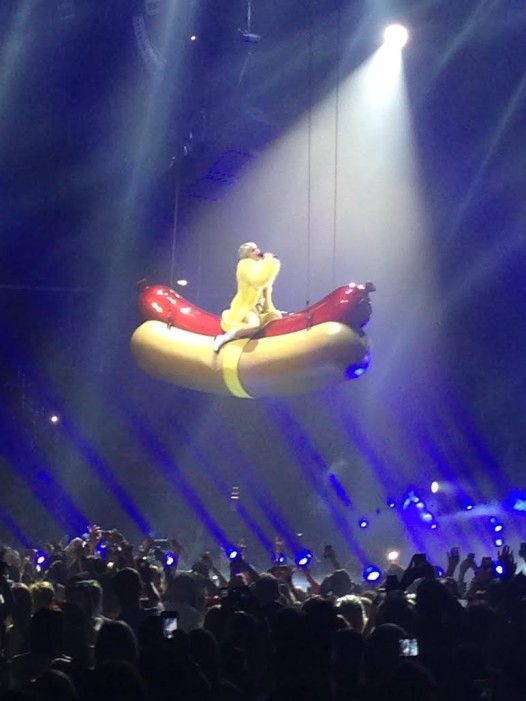 Somehow it all worked, even aloft on a giant hot dog (Photo by Jeffrey Preis)