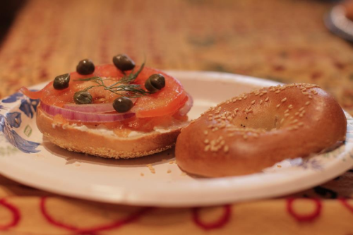 A Sugerman's bagel with Laura Sugerman's home-sured salmon.