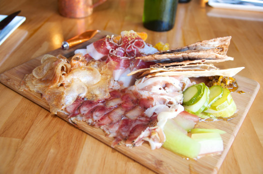 The charcuterie board at Root: beef tendon and face bacon, anyone?