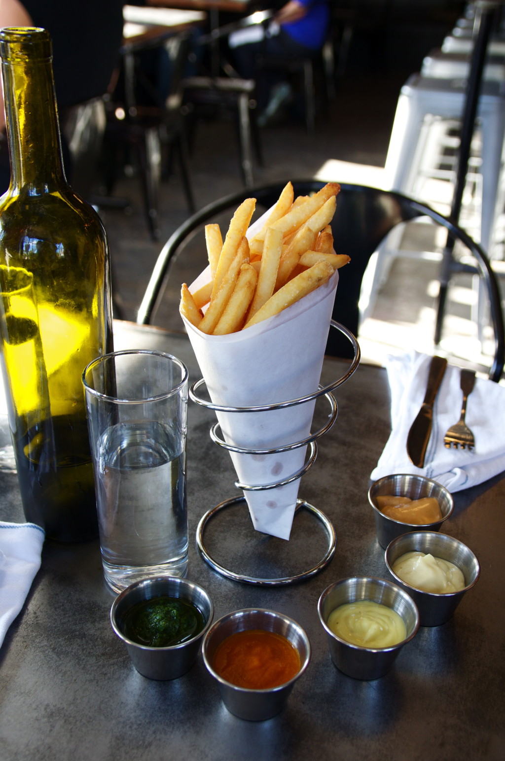 Belgian "frites" at Booty's Street Food feature a quintet of dipping options.