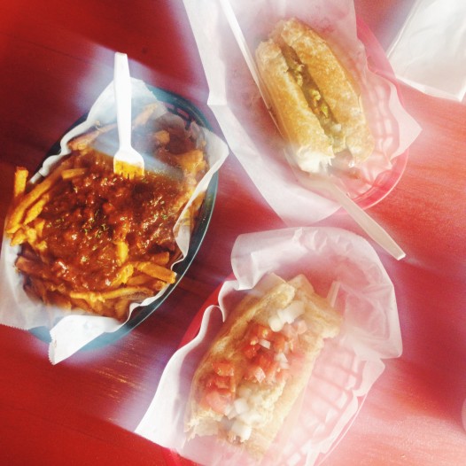 Hot dogs & chili cheese fries -- an artsy photo by Kirsten 