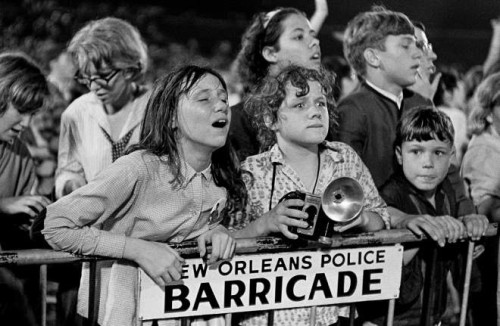 Fans crowded the barricades -- and ultimately rushed them -- on Sept. 16, 1964 in City Park.