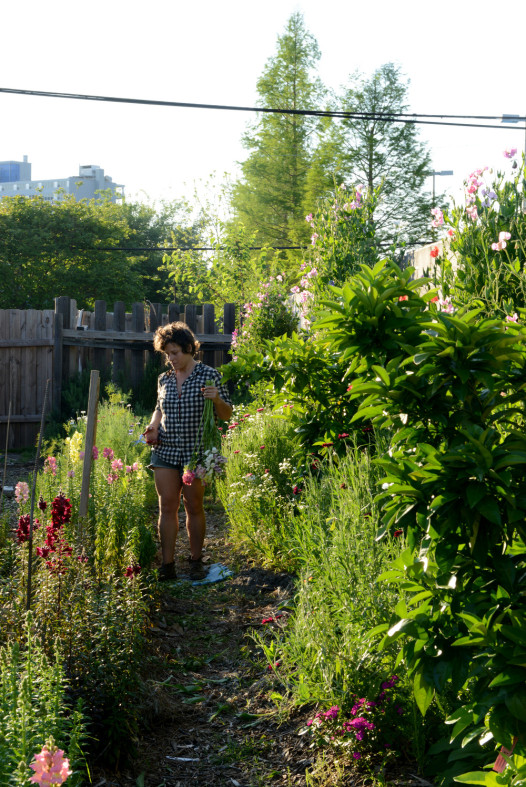 Denise Richter walks the 4,200-square-foot growing field at Pistil + Stamen.