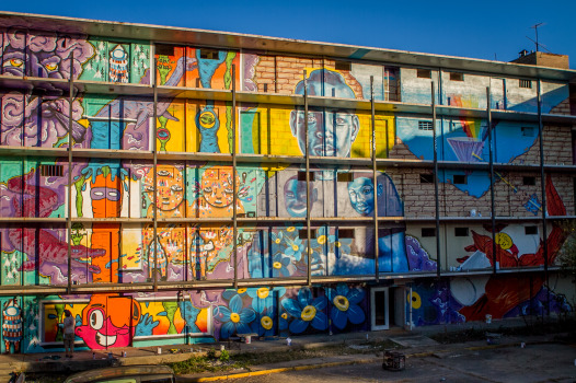 As part of Prodpect 3 Plus, artist Brandan Odums has turned turned a vacant building into a street art masterpiece. 