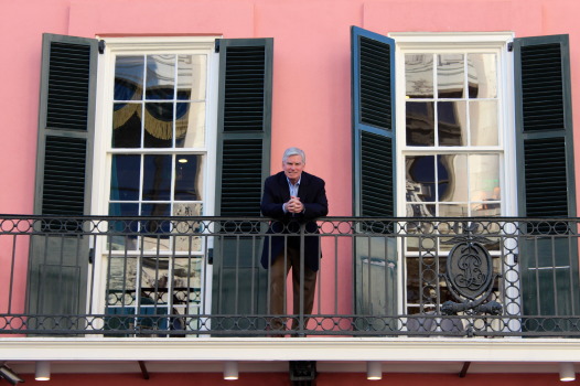 Ralph Brennan on the Brennan's French Quarter balcony where he once watched parades.
