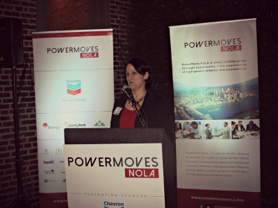 Leslie Jacobs, founder of PowerMoves.NOLA, welcoming the group’s first fellows