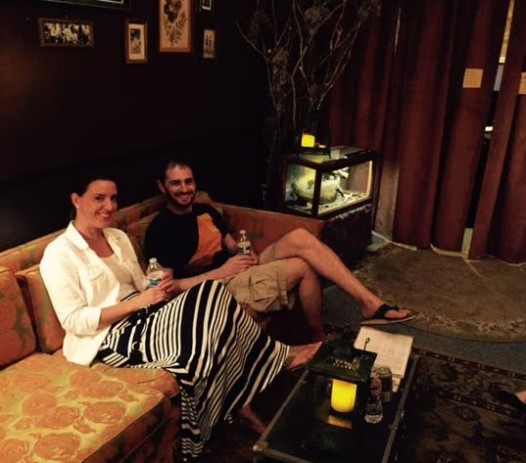 John and Hilary Gold wait for room time at Escape My Room in New Orleans. (Photo: Renee Peck)