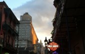 A view of downtown New Orleans from Bourbon Street