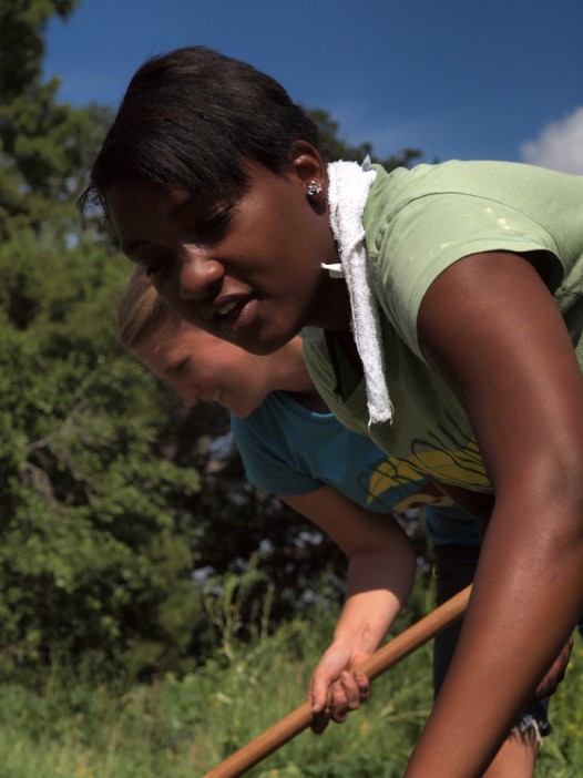 Jeanne and Ashley work at Grow Dat Youth Farm (photo by Rene Merino)