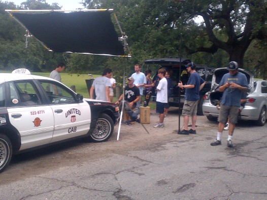 Setting up the shot in Audubon Park