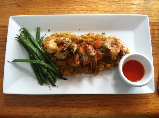 Shrimp and Risotto Milanese at Baie Rouge