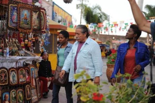 From left: LisaGay Hamilton, Edward James and Yolonda Ross shooting a scene in Mexico.