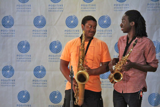 Saxophone players David Dinogue and Sterlin Brown