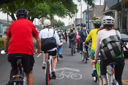 Sharrow on Orleans Ave. Photo by Daniel Paschall.
