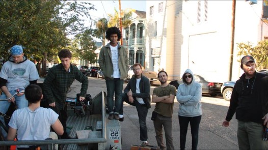 The cast of "Laundry Day" on set after a day of filming.