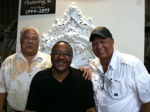 Master Plasterer Jeff Poree, NOMCG President Jonn Hankins, Master Blacksmith Darryl Reeves.
