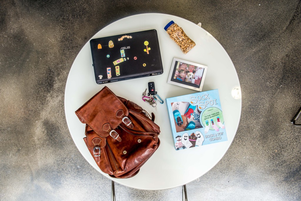 The content's of Sock Spot co-founder Niel Pierson's backpack. (Photo: Robert Warren)