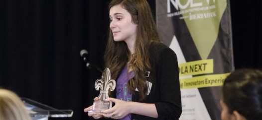 St. Mary's Dominican freshman Maygan Miguez wins the Trust Your Crazy Ideas Challenge at New Orleans Entrepreneur Week.