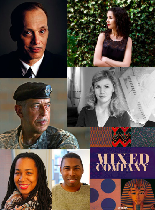 Clockwise, from top left: John Waters, Laila Lalami, Brigid Hughes, cover of Mixed Company, Saeed Jones, Vanessa Hutchinson, Lt. Gen. Russel Honoré