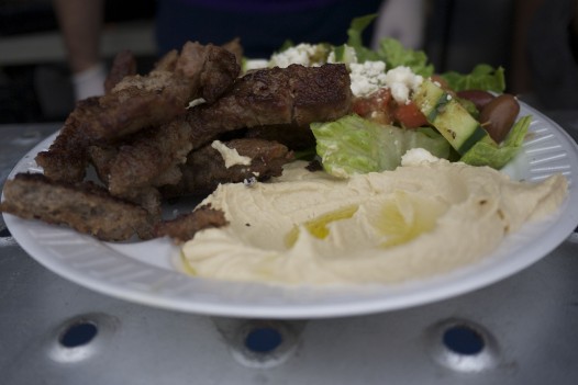 Mona's hummus and salad is an easy, yet healthy fest food option. (photo: Summer Suleiman)