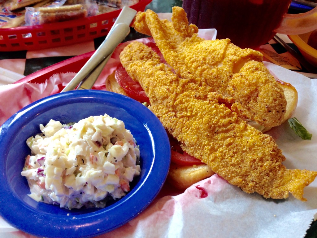 "Iridescent shark sandwich," a Gulf Coast specialty. No, really.