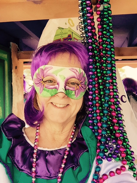 The author in parade mode: You never remove the mask.