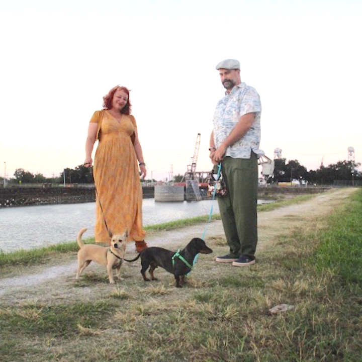 Ladybird, Ferdinand, Joy and Matt by the Industrial Canal in Holy Cross