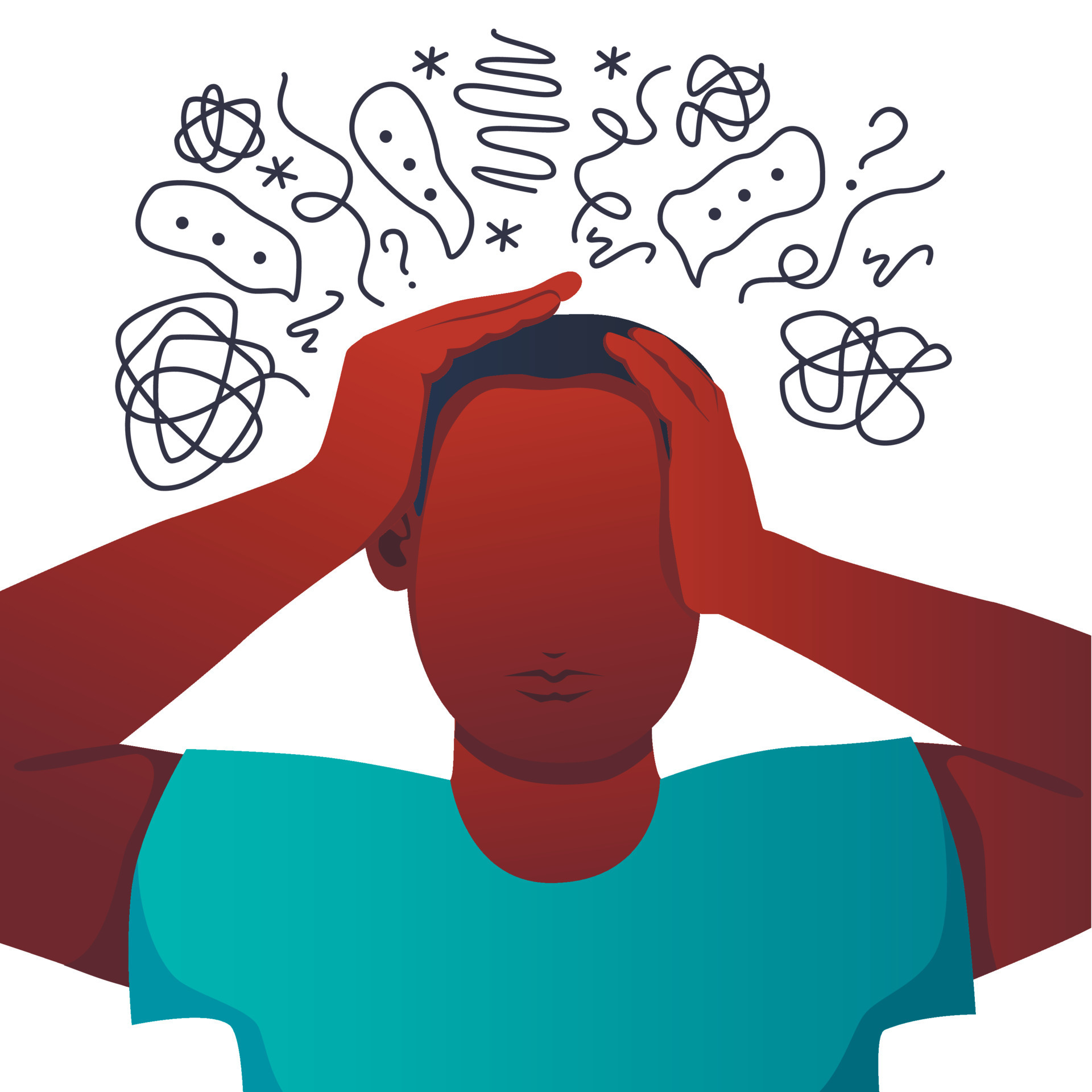 person struggles with thoughts